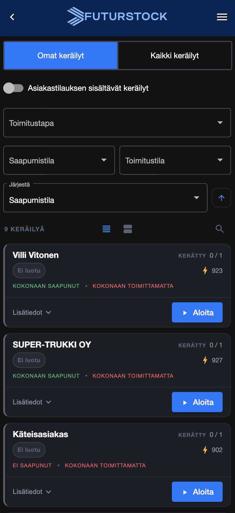 Futurstock mobiilissa — keräily